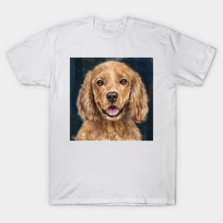 Painting of a Red Curly Cocker Spaniel Smiling T-Shirt